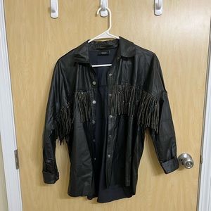 Vici dolls black leather tassel button up jacket